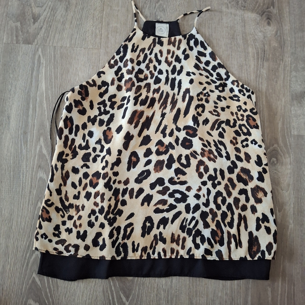 Paper Crane Leopard Print Halter Tank top Shirt Top Size Small Animal Print